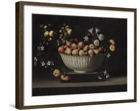 Flowers and Fruit in a China Bowl, C.1645-Juan De Zurbaran-Framed Giclee Print