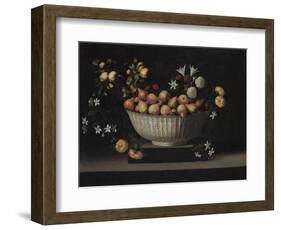 Flowers and Fruit in a China Bowl, C.1645-Juan De Zurbaran-Framed Giclee Print