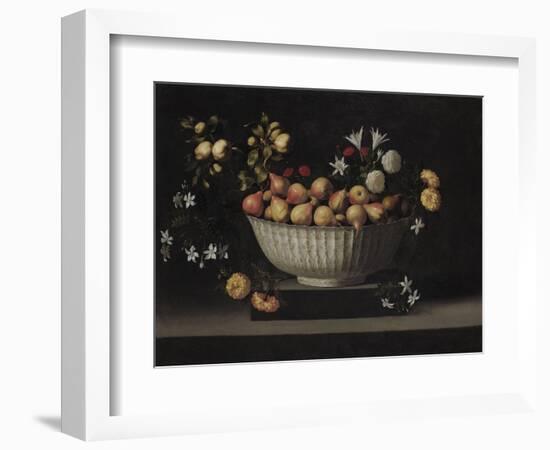 Flowers and Fruit in a China Bowl, C.1645-Juan De Zurbaran-Framed Giclee Print