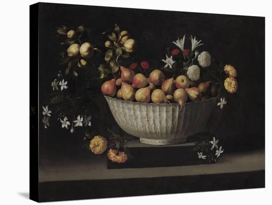 Flowers and Fruit in a China Bowl, C.1645-Juan De Zurbaran-Stretched Canvas