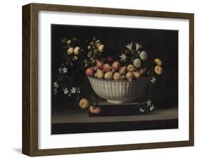 Flowers and Fruit in a China Bowl, C.1645-Juan De Zurbaran-Framed Giclee Print