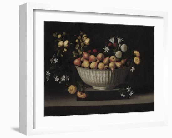 Flowers and Fruit in a China Bowl, C.1645-Juan De Zurbaran-Framed Giclee Print