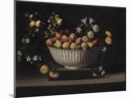 Flowers and Fruit in a China Bowl, C.1645-Juan De Zurbaran-Mounted Giclee Print