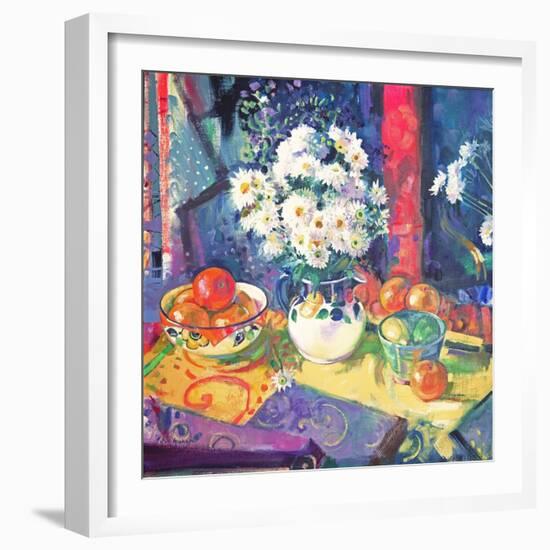 Flowers and Fruit in a Green Bowl, 1997-Peter Graham-Framed Giclee Print