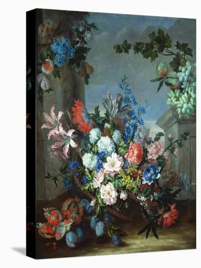 Flowers and Fruit (Oil on Canvas)-Jean-Baptiste Monnoyer-Stretched Canvas