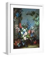 Flowers and Fruit (Oil on Canvas)-Jean-Baptiste Monnoyer-Framed Giclee Print