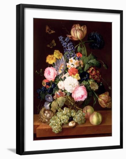 Flowers and Fruit with a Bird's Nest on a Ledge, 1821-Franz Xavier Petter-Framed Giclee Print