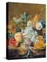 Flowers and Fruit-Jan van Huysum-Stretched Canvas