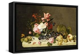 Flowers and Fruit-Severin Roesen-Framed Stretched Canvas