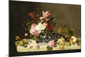 Flowers and Fruit-Severin Roesen-Mounted Giclee Print