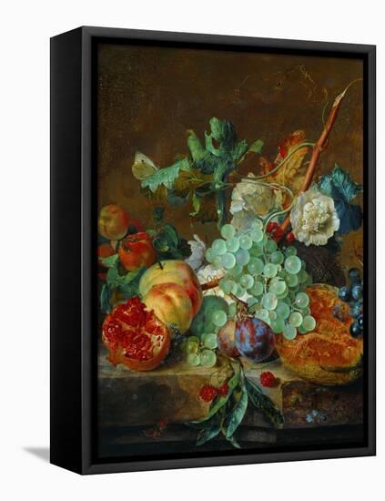 Flowers and fruit-Jan van Huysum-Framed Stretched Canvas