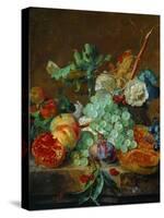 Flowers and fruit-Jan van Huysum-Stretched Canvas