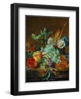 Flowers and fruit-Jan van Huysum-Framed Giclee Print