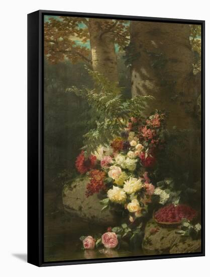 Flowers and Fruit-Jean Baptiste Claude Robie-Framed Stretched Canvas