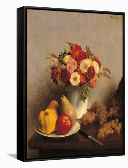 Flowers and Fruit-Henri Fantin-Latour-Framed Stretched Canvas