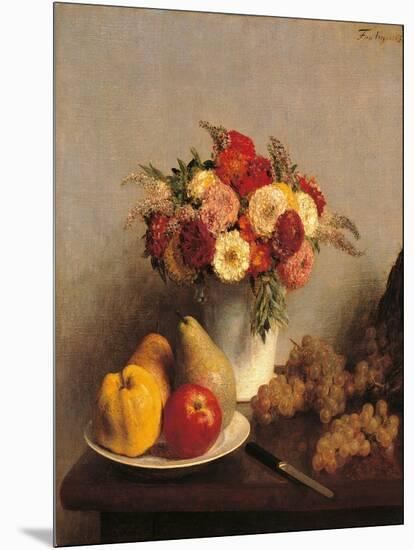 Flowers and Fruit-Henri Fantin-Latour-Mounted Premium Giclee Print