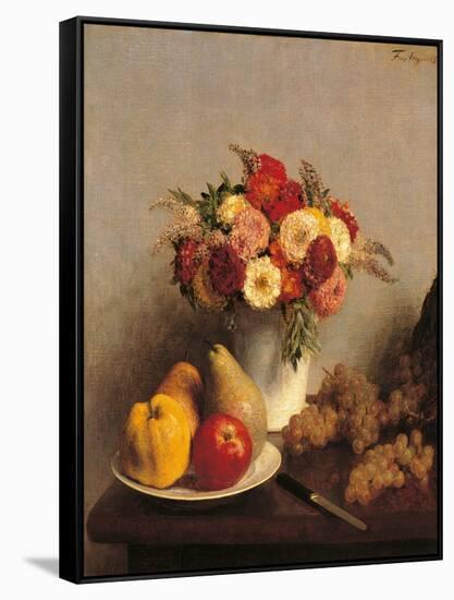Flowers and Fruit-Henri Fantin-Latour-Framed Stretched Canvas