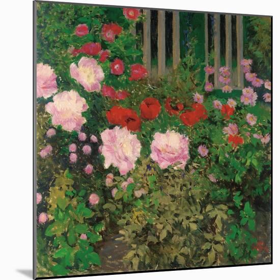 Flowers and Garden Fence-Koloman Moser-Mounted Giclee Print