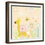 Flowers and Giraffe-TongRo-Framed Giclee Print