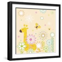 Flowers and Giraffe-TongRo-Framed Giclee Print