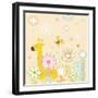 Flowers and Giraffe-TongRo-Framed Giclee Print