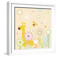 Flowers and Giraffe-TongRo-Framed Giclee Print