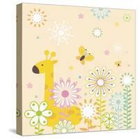 Flowers and Giraffe-TongRo-Stretched Canvas