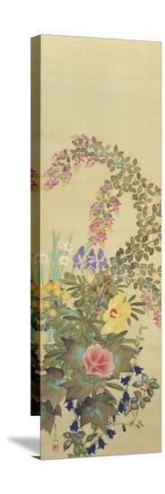 Flowers and Grasses I-Suzuki Kiitsu-Stretched Canvas