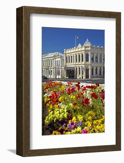 Flowers and Historic Buildings, Oamaru, North Otago, South Island, New Zealand-David Wall-Framed Photographic Print