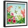Flowers and Hummingbirds-Olga Kovaleva-Framed Giclee Print