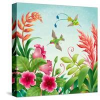 Flowers and Hummingbirds-Olga Kovaleva-Stretched Canvas