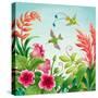 Flowers and Hummingbirds-Olga Kovaleva-Stretched Canvas