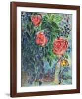 Flowers and Lovers-Marc Chagall-Framed Art Print