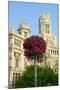 Flowers and Madrid Post Office, Madrid, Spain-null-Mounted Photographic Print