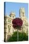 Flowers and Madrid Post Office, Madrid, Spain-null-Stretched Canvas