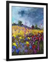 Flowers and old chapel-Pol Ledent-Framed Art Print