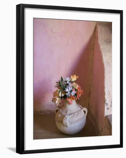 Flowers and Room Detail in Dessert House (Chez Julia), Merzouga, Tafilalt, Morocco-Walter Bibikow-Framed Photographic Print