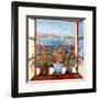 Flowers and Seascape-Suzanne Etienne-Framed Art Print