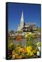 Flowers and St. Luke's Anglican Church, Oamaru, North Otago, South Island, New Zealand-David Wall-Framed Stretched Canvas