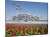Flowers and the Birds Nest National Stadium in the Olympic Green, Beijing, China-Kober Christian-Mounted Photographic Print