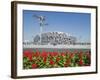 Flowers and the Birds Nest National Stadium in the Olympic Green, Beijing, China-Kober Christian-Framed Photographic Print