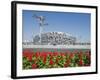 Flowers and the Birds Nest National Stadium in the Olympic Green, Beijing, China-Kober Christian-Framed Photographic Print