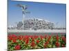 Flowers and the Birds Nest National Stadium in the Olympic Green, Beijing, China-Kober Christian-Mounted Photographic Print