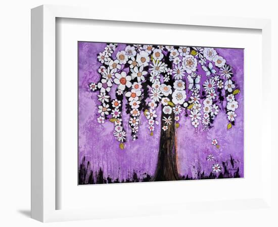 Flowers and Two Butterflies Tree Print-Blenda Tyvoll-Framed Art Print