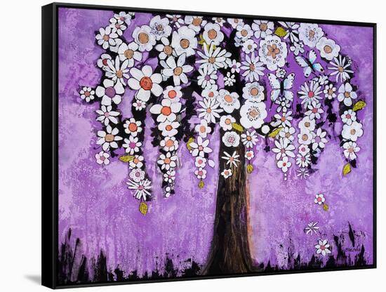 Flowers and Two Butterflies Tree Print-Blenda Tyvoll-Framed Stretched Canvas