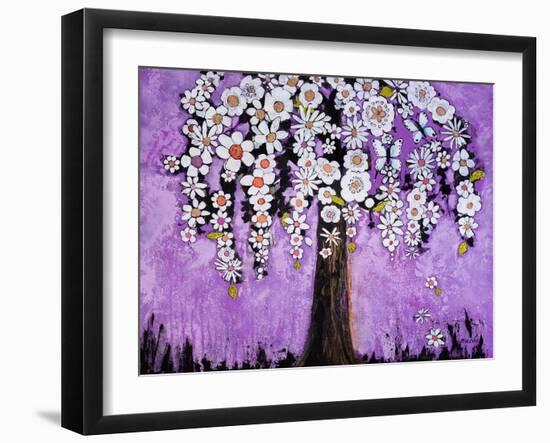 Flowers and Two Butterflies Tree Print-Blenda Tyvoll-Framed Art Print