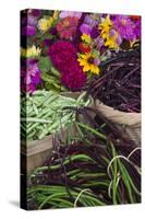 Flowers and Vegetables at Farmers' Market, Savannah, Georgia, USA-Joanne Wells-Stretched Canvas