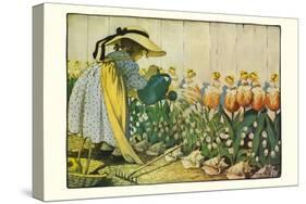 Flowers Being Watered - Mary, Mary-Jesse Willcox Smith-Stretched Canvas