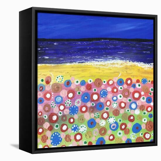 Flowers by the Beach-Caroline Duncan-Framed Stretched Canvas