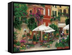 Flowers by the Cafe-Betty Lou-Framed Stretched Canvas